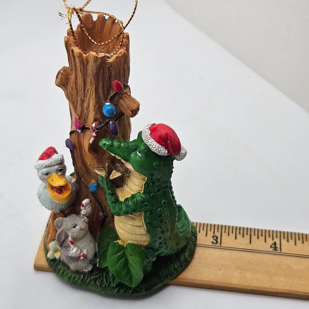 Vintage Christmas Alligator Bird Bunny Tree Ornament Figurine Woodland Holiday